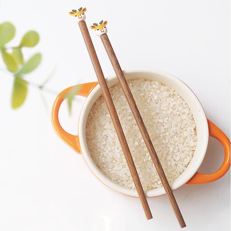 Đũa Gỗ silicone 18cm Chống Trượt Chống Va Chạm Cho Trẻ Em