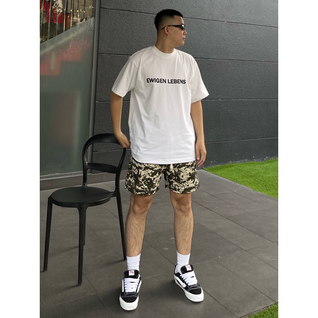 Quần short đùi kaki camo EWIGEN, chất liệu thoáng mát , lưng thun chắc chắn , dây rút cotton , màu camo sáng