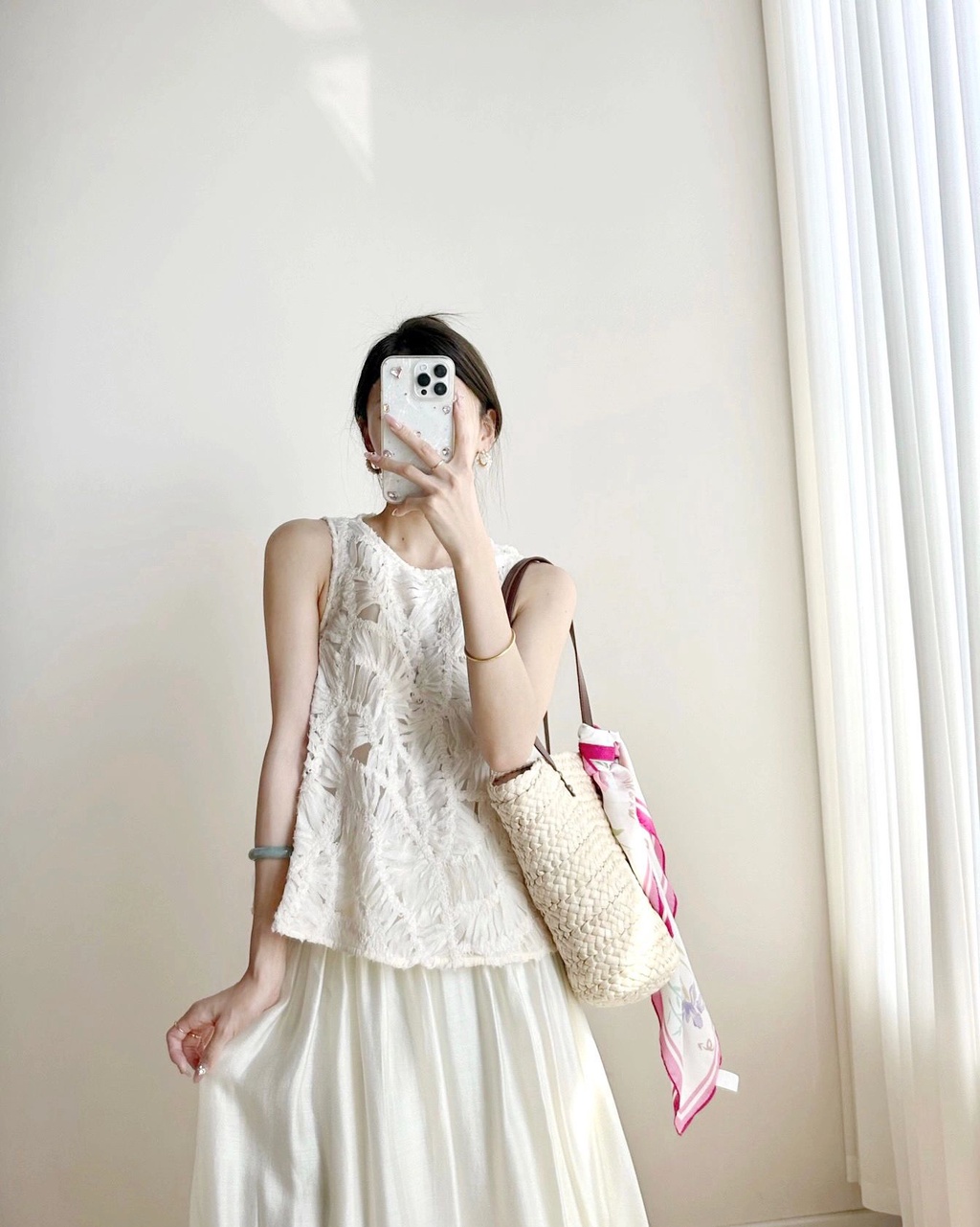 Áo Sơ Mi Voan Dệt 67700 Áo vest / Váy Xếp Ly