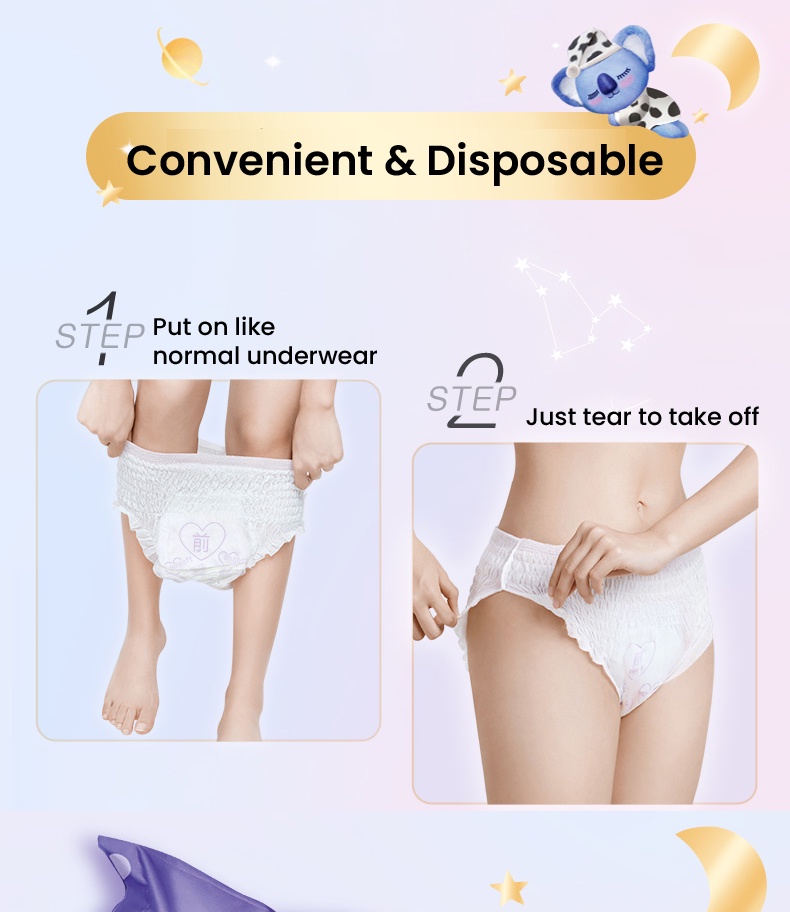 Whisper Girl Quần Lót sanitary Có Đệm Lót Mông Giữ Ấm Khô Nhanh Lâu Trôi Trong Đêm Cho Nam Giới