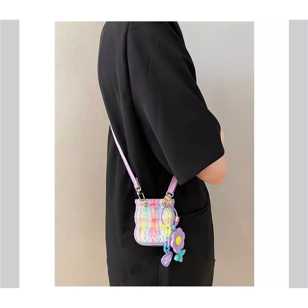 Bao Da Điện Thoại Nắp Gập Có Dây Đeo Họa Tiết Hoa Cho samsung galaxy z flip 5 5g z flip5 zflip5 z flip5 Ốp