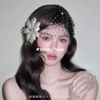 Mùa Hè 2025 Phong Cách Mới Retro Tính Khí Nhấp Nháy Hoa Kim Cương Phụ Kiện Tóc Mũ Cao Cấp Niche Cô Dâu Trang Sức
