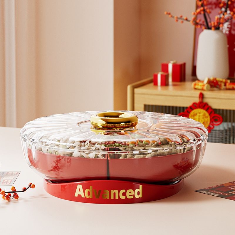 🌞HÀNG CÓ SẴN🌛 Rotatable Fruit Tray Chinese Candy Box Fruit Tray Home Living Room New Year Nut Box