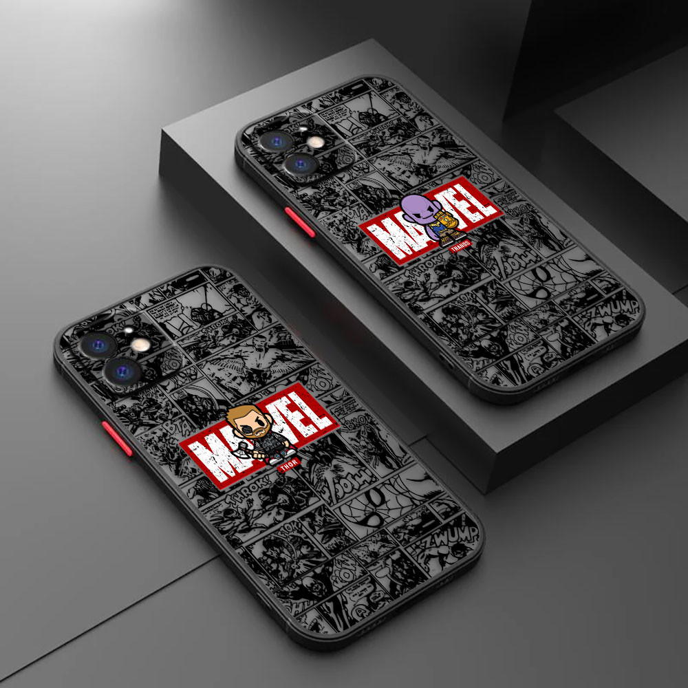 Marvel Comics Logo Thor Thanos Matte Chống Sốc Da Cảm Giác Ốp Lưng Điện Thoại SAMSUNG NOTE 20 10 9 8