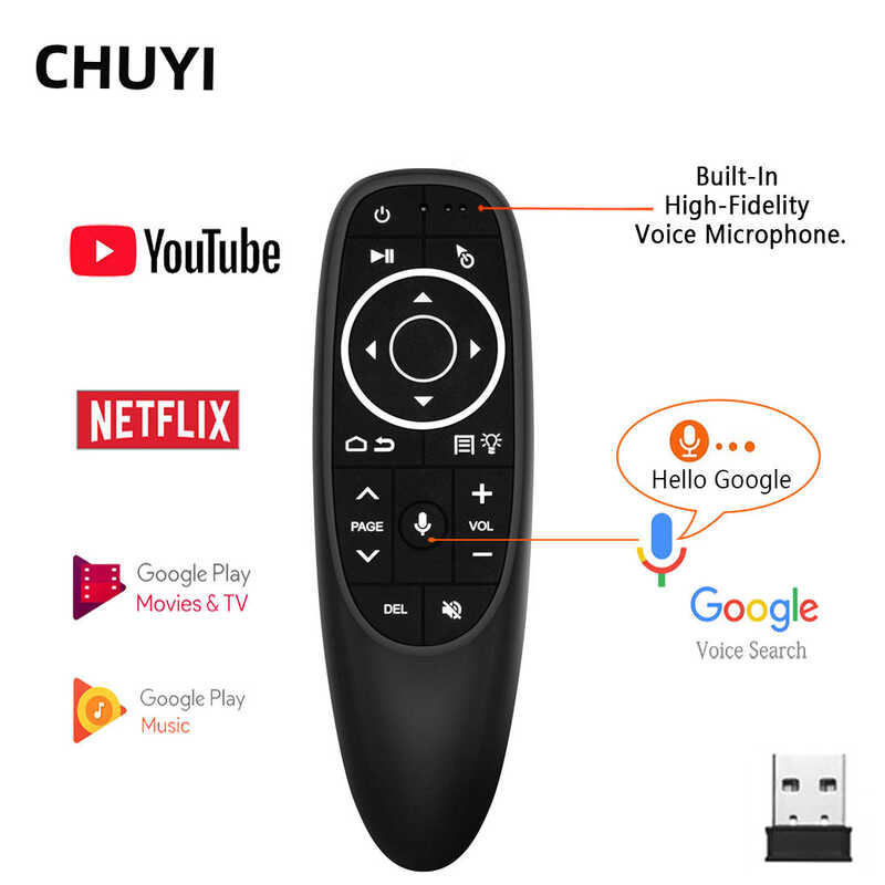 G10S Chuột Không Khí Điều Khiển Từ Xa Bằng Giọng Nói 2.4G Con Quay Hồi Chuyển Không Dây IR Học Cho H