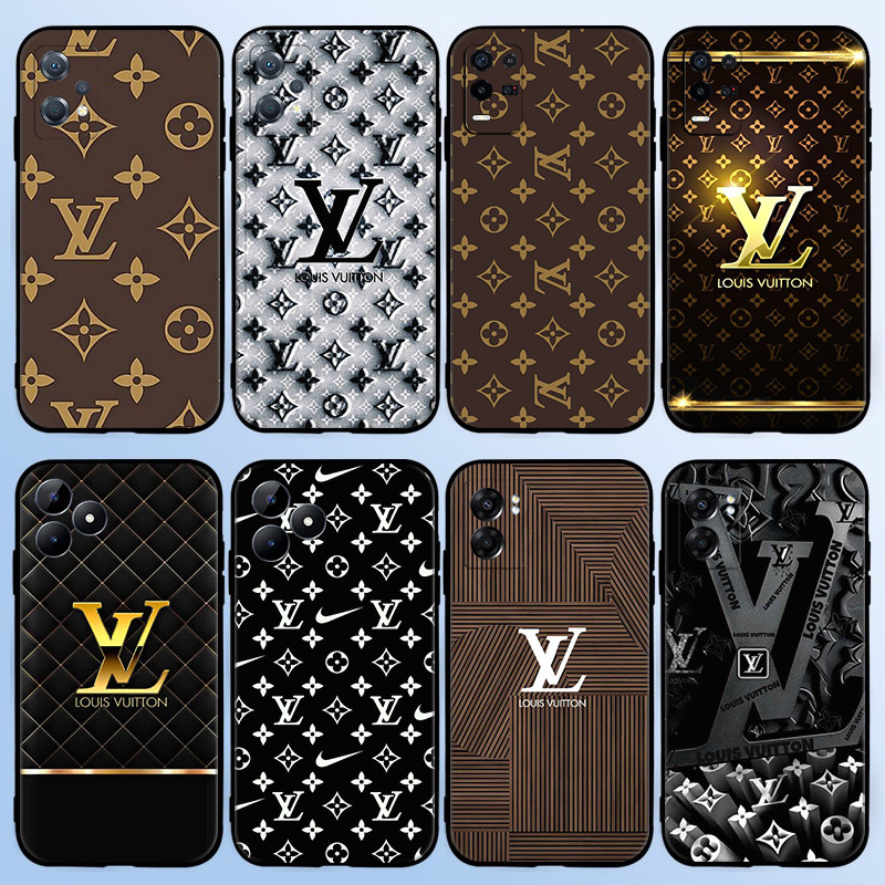 JD6 Thương hiệu thời trang LV đơn giản cho Realme 3 5 6 7 8 Pro 5i 5s Q 6i 7i Vỏ silicon màu đen mềm