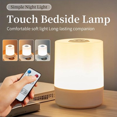 Đèn ngủ có thể sạc lại Fonken LED Đèn công tắc cảm ứng ba màu có điều khiển từ xa Phòng ngủ Bàn di động Đèn ngủ đầu giường