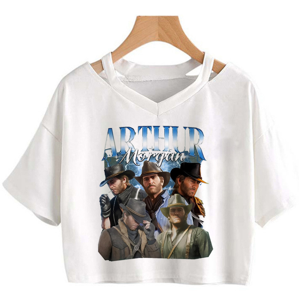 Arthur Morgan crop top gothic 2025 Dạo Phố Dễ Thương Cổ Tích Slim Fit Dễ Thương gyaru y2k Bé Gái Áo 