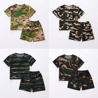 [Bộ đồ trẻ em] Đồng phục ngụy trang mùa hè bé Trai bé gái Quần Short ngắn tay khô nhanh Trại hè Quân đội Trai