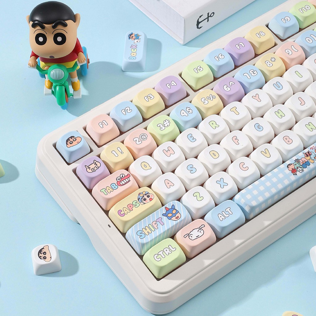 Keycap Thay Thế Cá Tính Crayon Shin-Keycap MOA Chiều Cao PBT Thăng Hoa Nhiệt Keycap 68 75 87 98 104 