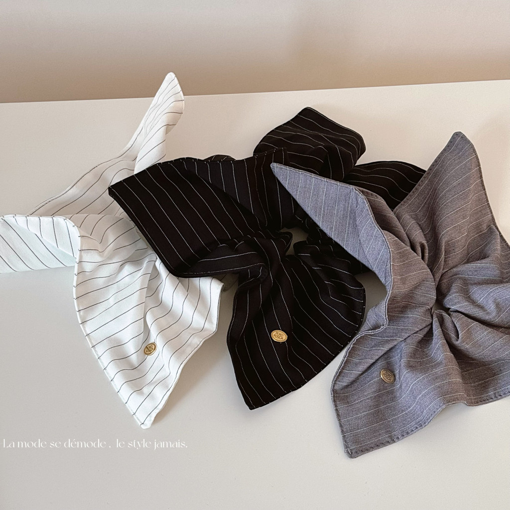 Ness Home Hair Tie Hàn Quốc Blogger Cùng phong cách ~ Vải sọc vuông Dây buộc tóc sang trọng Dây buộc