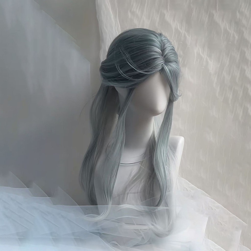 Tóc giả siêu nhẹ full mũ cho cosplay Yinglong với họa tiếtgradient màu xanh từ truyện tranh