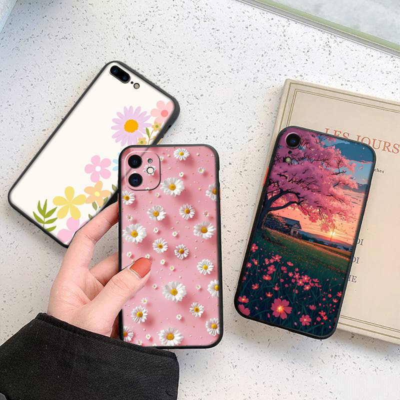 Ốp điện thoại cho iPhone 11 12 13 14 15 16 Pro Max Plus E6 Vỏ hoa hoạt hình