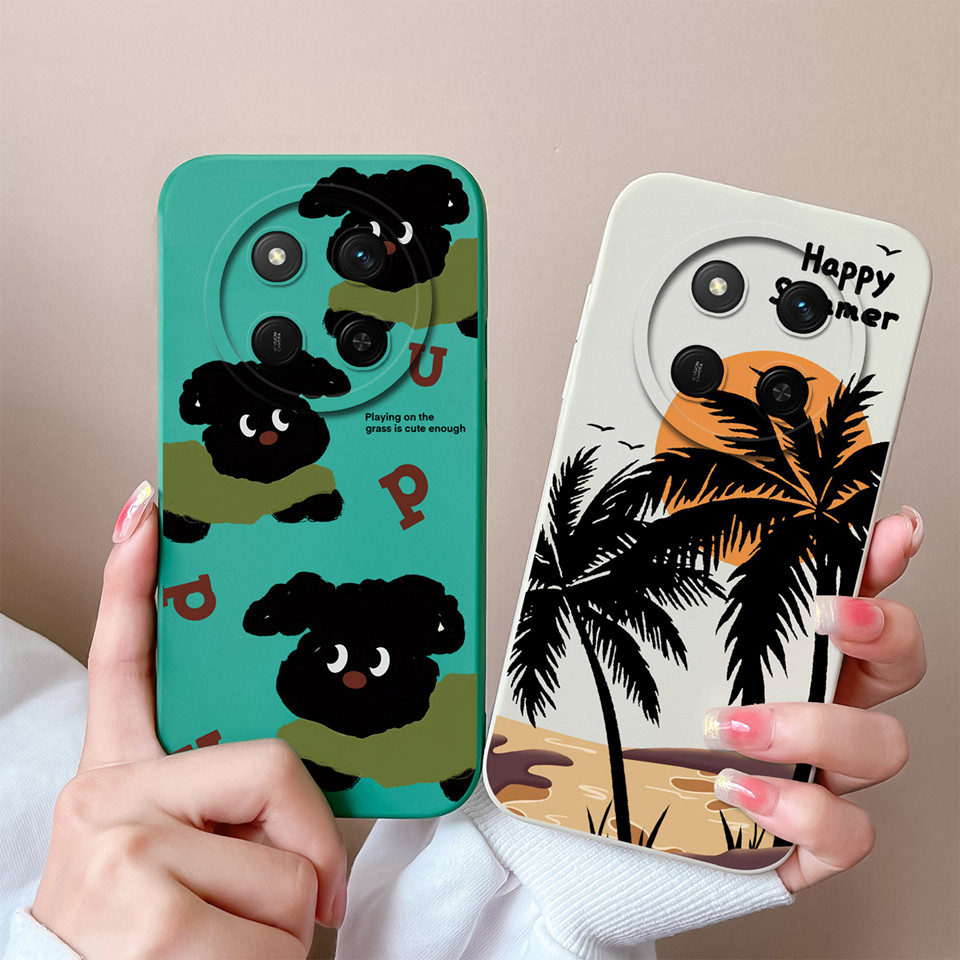 Vỏ Cho Huawei Honor X9C X9C Cây Dừa Puppy Vuông Chống Trơn Trượt Chống Sốc Bền Vỏ Điện Thoại Cho Hua
