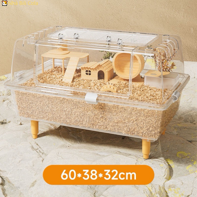 Trong kho (Lồng mica 50% 60cm) Lồng Hamster Trong Suốt Không Phụ Kiện Biệt Thự 60 Acrylic Hộp Nuôi L