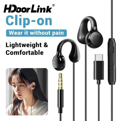 Tai nghe tai mở có dây HdoorLink Kẹp tai có dây Type-C / 3.5mm Dẫn truyền xương bằng micrô Lavalier nghe thể thao