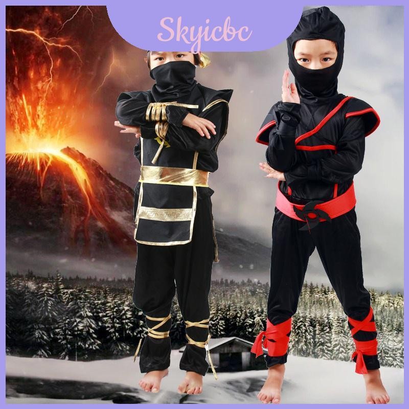 Trẻ em hấp dẫn Bé trai Ninja Assassin Trang phục chiến binh Nhật Bản kèm mặt nạ và ruy băng