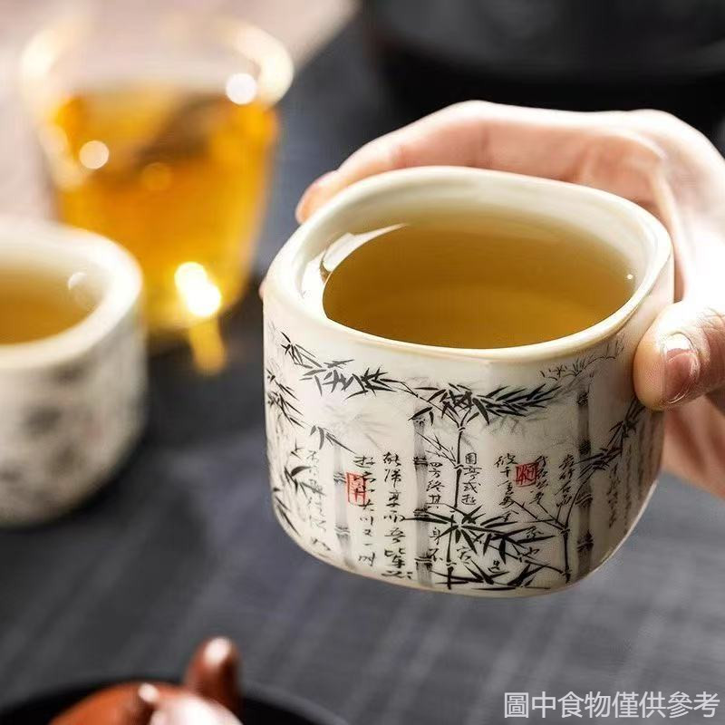 [Bồi thường gói bị hư hỏng] Ưu đãi đặc biệt Cốc trà tre Ru Kiln Ink Master Cup Gốm sứ Kung Fu Tea Se