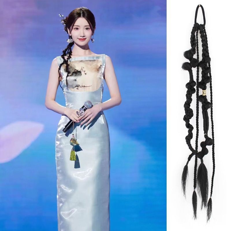 Mao Xiaotong Twist Braids Dressing Robe Twist Braids Đuôi Ngựa Tóc Giả Mới Bím Tóc Cô Dâu Kiểu Tóc C