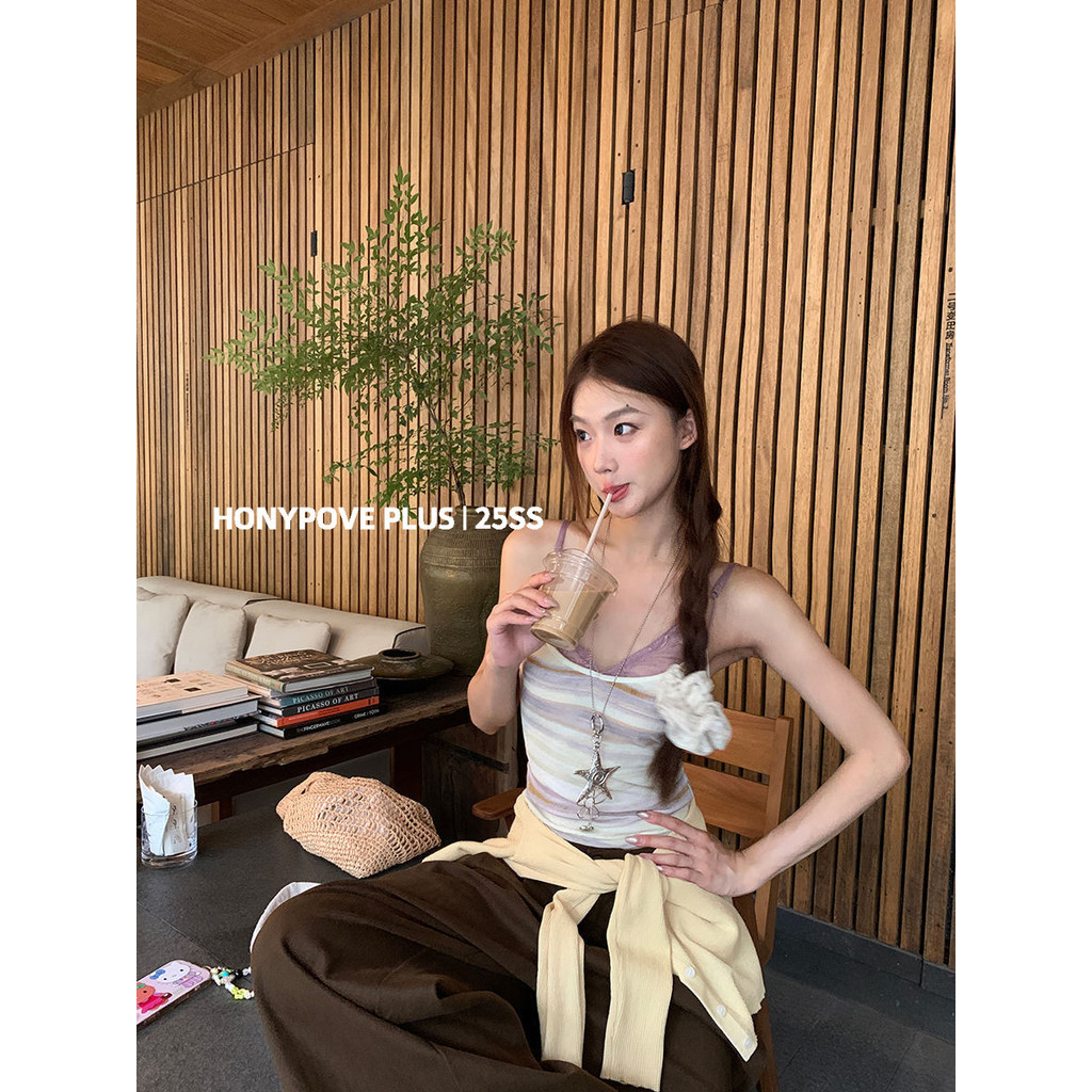 Honypove 2025 Phong Cách Mới Gợi Cảm Cô Gái Nóng Ren Khâu Giả Hai Mảnh Sang Trọng Sling Top Nữ | BigBuy360 - bigbuy360.vn