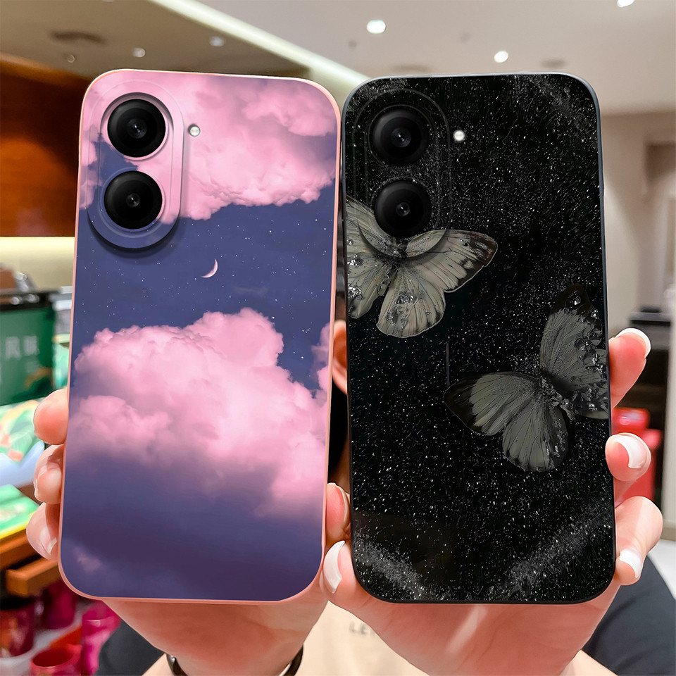 Ốp Lưng Cho Redmi A5 A5 NFC Đẹp Bầu Trời Bướm Mây Chống Rơi Vuông Bảo Vệ Tối Giản Silicon Mềm Di Độn