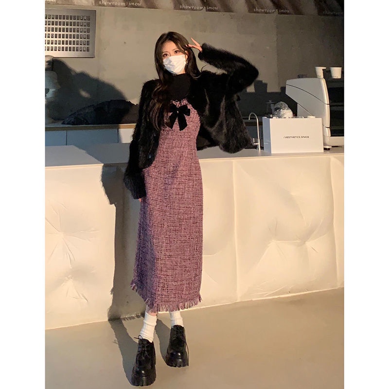 Set đồ Mùa Thu Đông Pháp Ngọt Ngào Và quyến rũ cho nữ, váy áo nữ