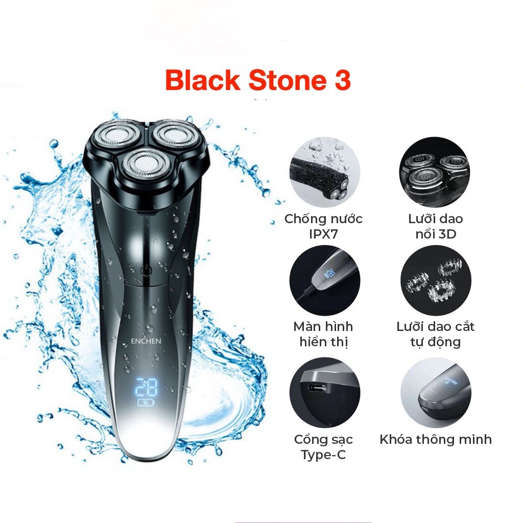 Máy cạo râu Blackstone Blackstone 3 chống nước IPX7-Sạc USB và pin tiện lợi,Bảo hành 12 tháng