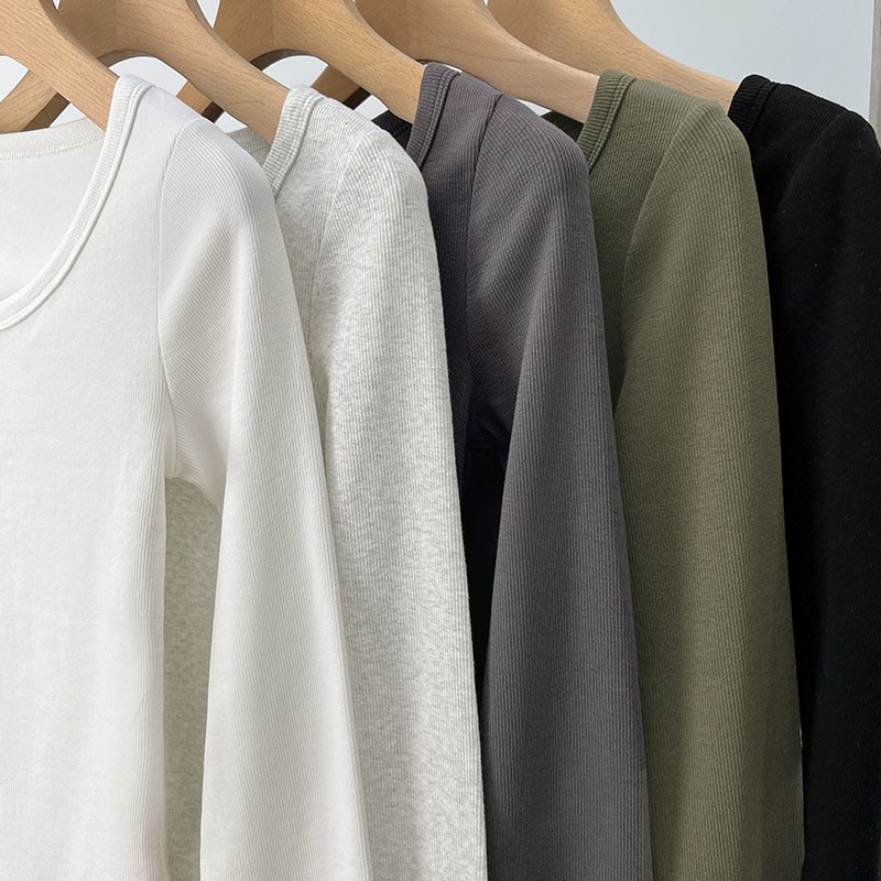 Áo Thun cotton Cổ Chữ u Tay Dài Thời Trang Mùa Thu 67230