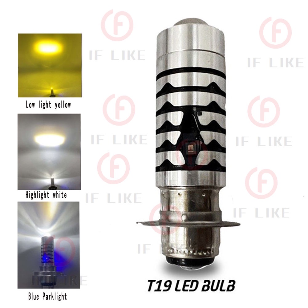 Đèn Pha led mini t19 h4 h6 ba20d Ánh Sáng Xanh Dương / Trắng + Vàng Siêu Sáng b35 Dành Cho Xe Mô Tô