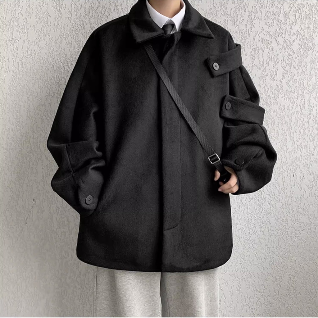 Áo Khoác dạ lì cho nam  Áo Khoác Dày, Rộng Thùng Thình, Kiểu Mỹ, Áo nam giới ho trend