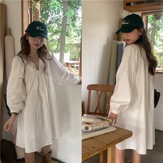 Đầm Trắng Dài Tay Dáng Chữ a Phối Ren 67422