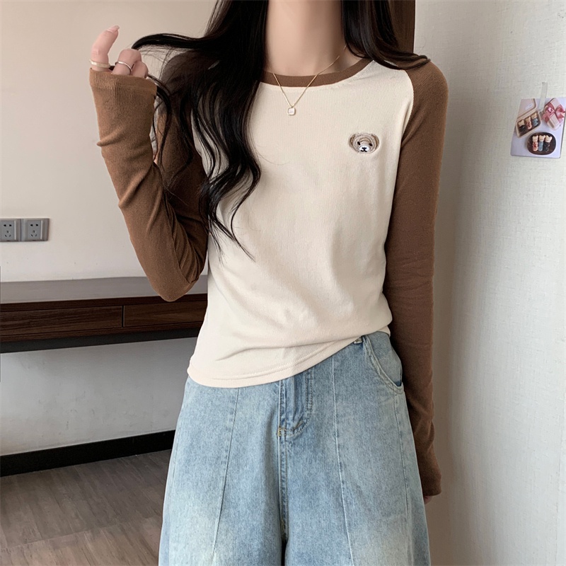 67469 Áo Thun Nữ Dài Tay Thêu Gấu