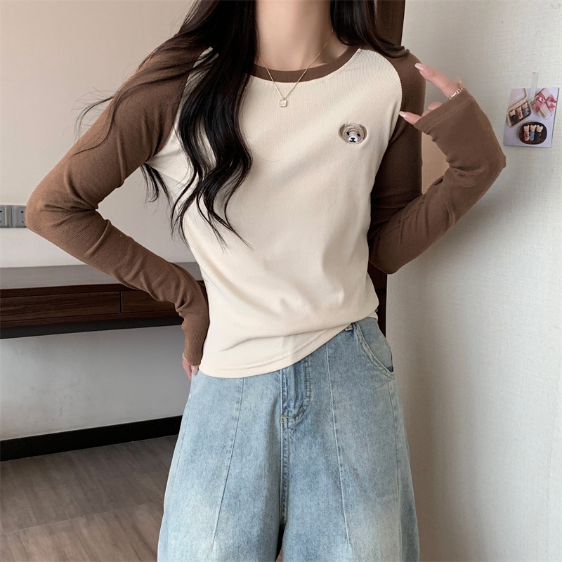 67469 Áo Thun Nữ Dài Tay Thêu Gấu
