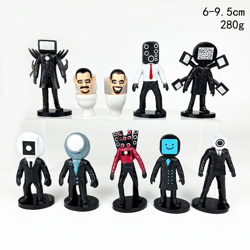 Skibidi Toilet Bộ 6 / 8 / 9 Mô Hình Nhân Vật Hoạt Hình Toiletkibidi Trang Trí Bánh Kem