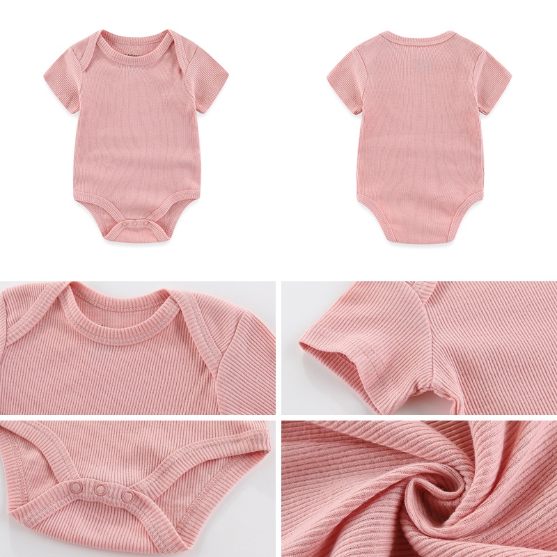 1 Bộ Áo Liền Quần Bằng cotton Mềm Màu Trơn Dành Cho Bé Sơ Sinh