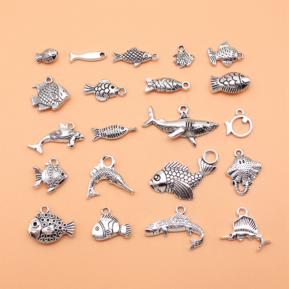Set 21 Mặt Dây Chuyền Hình Cá Mập Hề Vàng diy l10320
