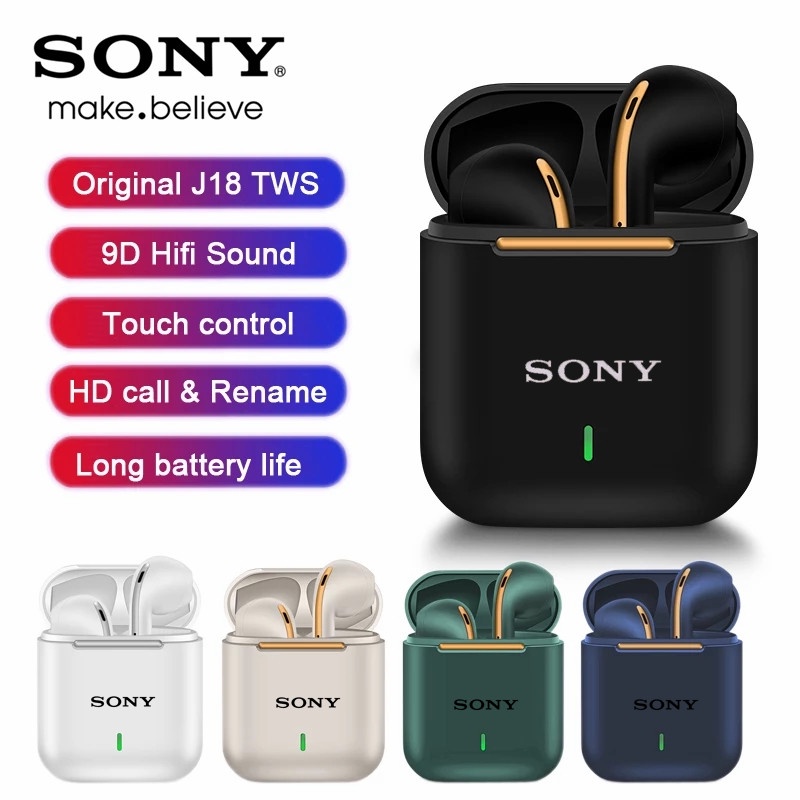 Tai Nghe bluetooth 5.0 Không Dây sony j18 tws Chống Nước Cảm Ứng Bật Lên