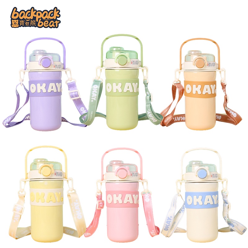 Bình cách nhiệt BACKPACK BEAR 635ml bằng thép không gỉ nhỏ gọn làm quà tặng đa năng cho ngoài trời/ văn phòng
