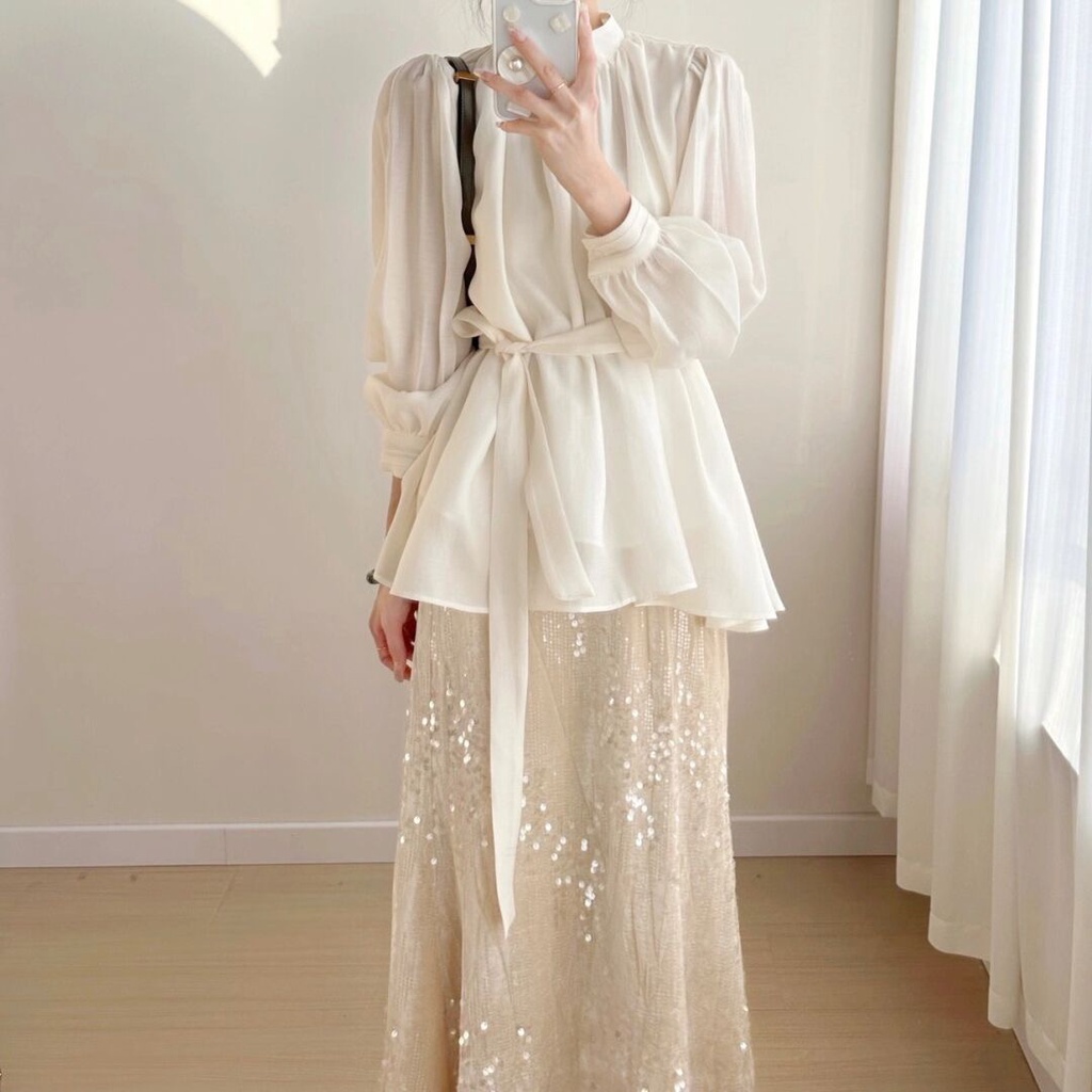 Áo Sơ Mi Voan 67554 Dài Tay / Váy Sequin