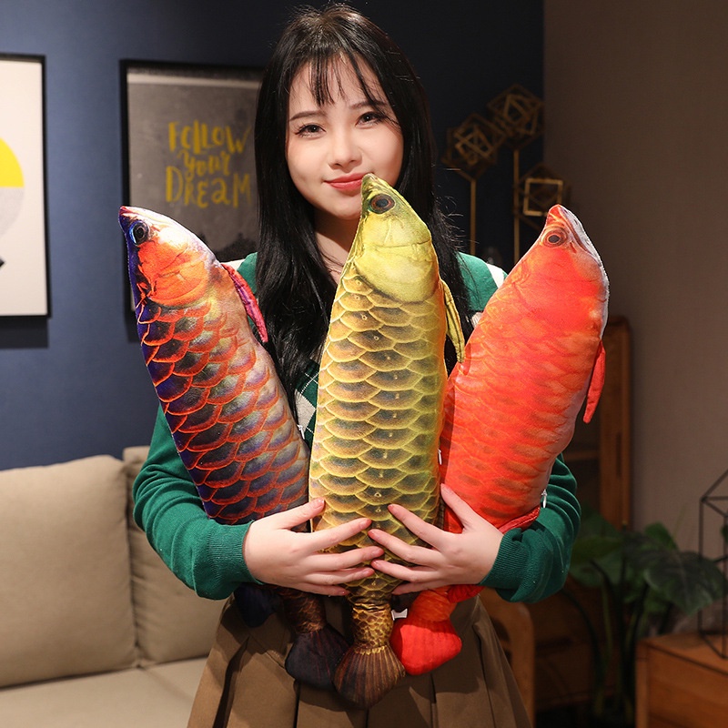 Thú Nhồi Bông Hình Cá Chép / Mèo / Cá Vàng Sống Động Mềm Mại Thoải Mái