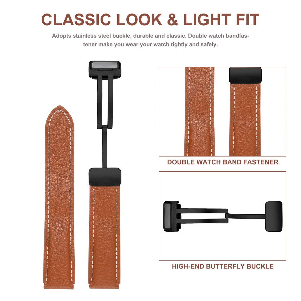 Dây Đeo Bằng Da Có Khóa Nam Châm Cho Đồng Hồ Thông Minh amazfit cheetah