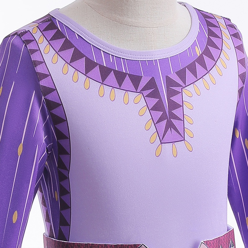 Đầm Ngủ Tay Dài Màu Tím Hóa Trang Ngôi Sao asha star wish Cho Bé Gái / Giáng Sinh / halloween