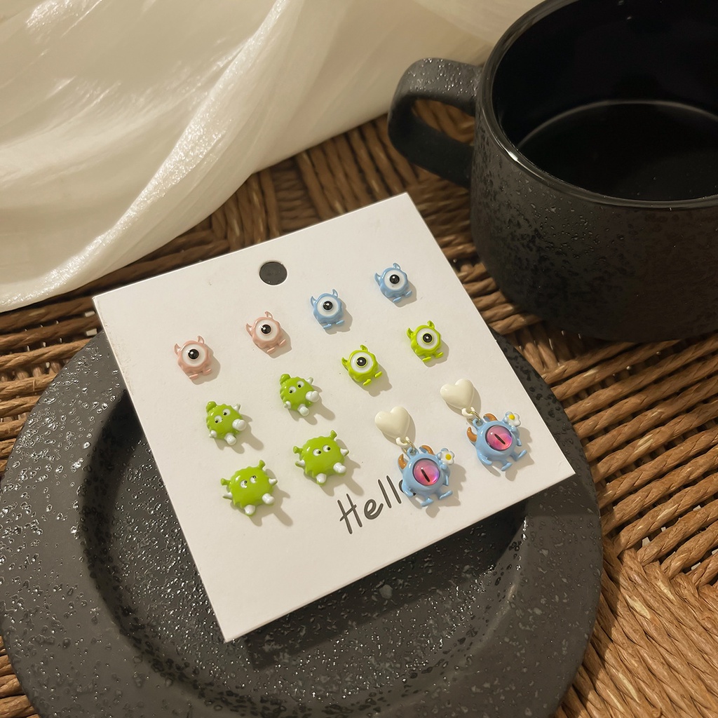 Bông Tai Bạc 925 Hình Mắt Mèo / Quái Vật Nhỏ Dễ Thương Vui Nhộn Thời Trang Mùa Hè Cho Học Sinh Nữ niche