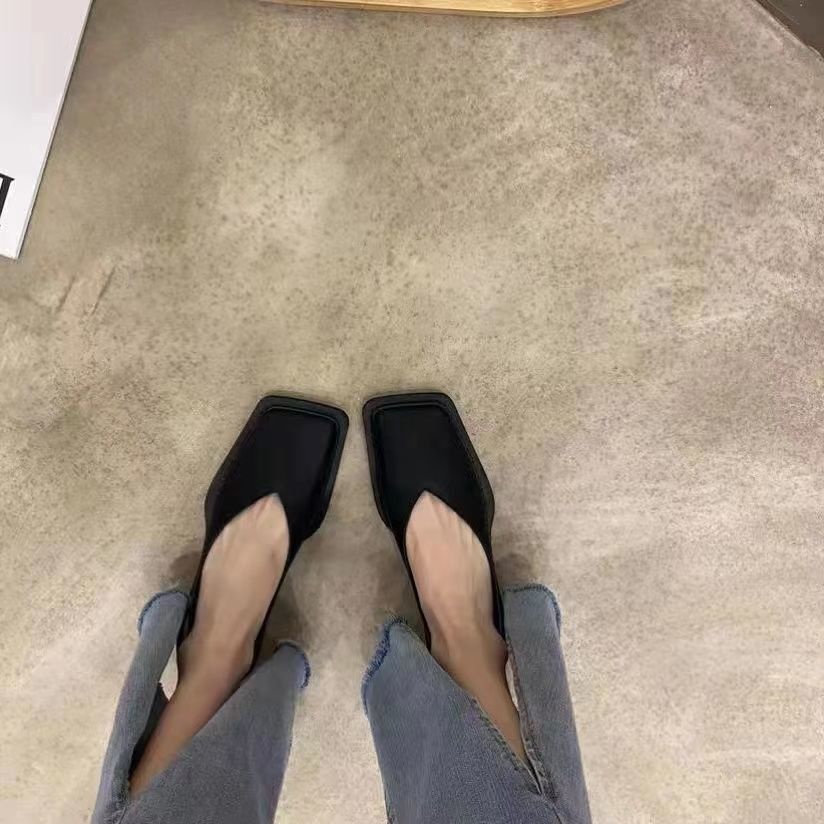 Giày Búp Bê Gót Thấp Mũi Vuông Phong Cách retro Pháp Thời Trang Xuân 2022 Cho Nữ