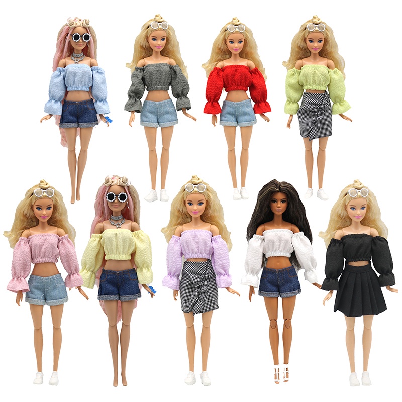 For 29cm Barbie Doll Clothes Fashion Puff Sleeve Toy for Girl 1/6 Bjd Doll Accessories Clothing Dres