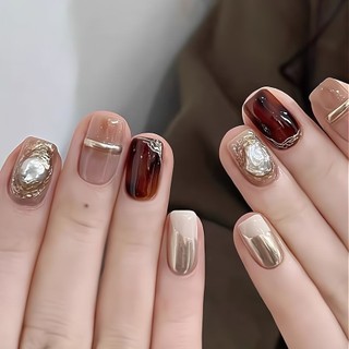 [Trà sữa Latte] Thu Đông Sang Trọng Và Đẹp Laide Gilt Vàng Hổ Phách Vỏ Gương Ma Thuật Bột Handmade Nguyên Chất