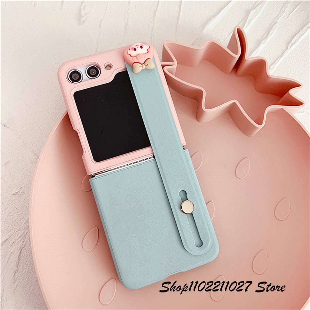Dễ Thương Ốp Điện Thoại Chống Sốc Màu Trơn Kèm Dây Đeo Dành Cho galaxy z flip5 5g flip5 z flip5 z fl