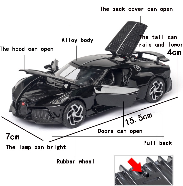 Mô Hình Xe Ô Tô bugatti la Tỉ Lệ 1: 32