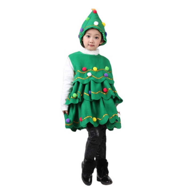 Đầm Hóa Trang Cây Thông Hoạt Hình Dễ Thương Cho Bé Gái