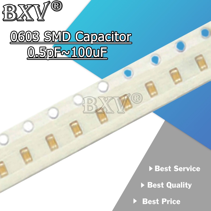 100 CÁI 0603 SMD Chip Tụ Gốm Nhiều Lớp 0.5pF - 300PF 10pF 22pF 100pF 150PF 200PF 300PF